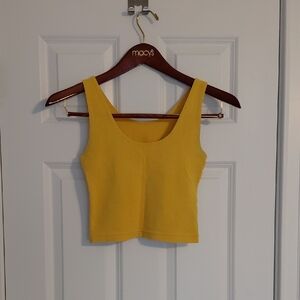 Yellow Scoop Neck Crop Tank Top - Size S